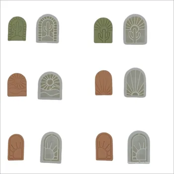 0,4 mm Mehka Keramike, Ročno izdelani Uhani za Rezanje Plesni Polimerne Gline DIY Arch Kaktus Obliko Uhani Nakit Obesek Reliefna Orodja