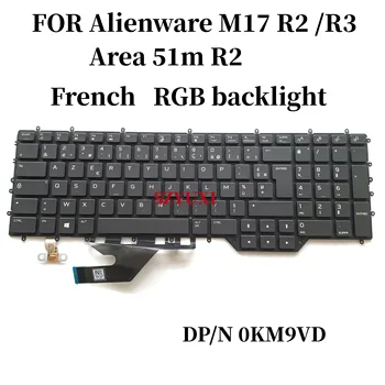 100%NOV original francoski Za Dell Alienware M17 R2 R3 Področju 51m R2 Laptop Tipkovnici RGB Osvetlitev KM9VD 0KM9VD