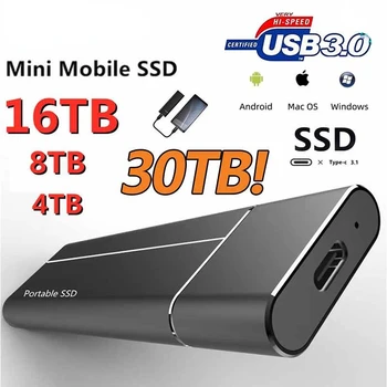 100% Prvotne Visoke hitrosti 16TB 8TB SSD 2TB 4TB Prenosni Zunanji ssd Trdi Disk USB3.0 Vmesnik Za Mobilne Naprave Trdi Disk