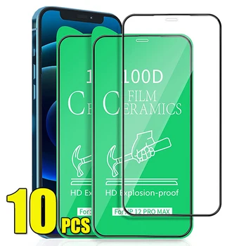 10pcs 100D Keramike Film Zaščitnik Zaslon HD Anti-Shock Polno Kritje Za iPhone 15 Max Pro Plus 13 14 Mini 12 11 XS XR X 8 7 SE