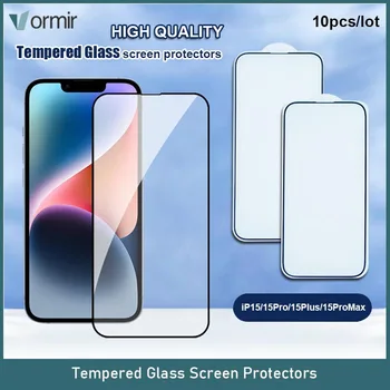 10pcs VORMIR Kaljeno Steklo za iPhone 15 Serije Mobilni Telefon Zaslon Protektorstvo Screenguard Film Listi za ip 15 Plus Pro Max