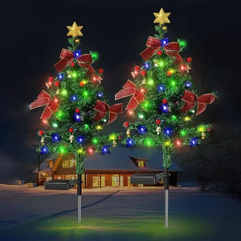 1PCS Sončne Luči Božično Drevo na Prostem LED Nepremočljiva Sončne elektrarne Trata, Vrtna Teras Krajine Svetilke za Božično Dekoracijo