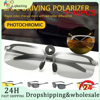 1~10PCS Ribolov sončna Očala Šport Moških Polarizirana UV400 Aluminija Pravokotnik Rimless sončna Očala Photochromic Nočno Vizijo Očala