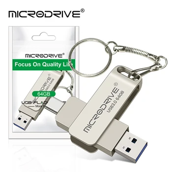 2 v 1 OTG USB-C Flash Pen Drive Kovin, Memory Stick, Usb 3.0 flash Disk 64GB 128GB 256G USB3.0 Dvojno C Pendrive