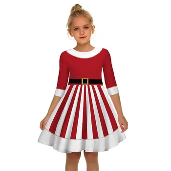 2023 Božič Obleko Dekleta Princesa Obleko Elegantno Snežaka Elk Tiskanja Stranka Obleko za Otroke Dekleta Obleko Otroke Novo Leto Obleke