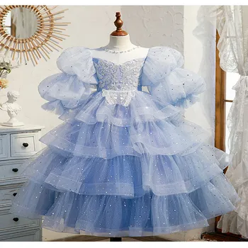 2023 Cvet Dekleta Princesa Sequins Otroka, Poroka Božični Zabavi Zadnjo Obleko Najstnik Otroci, Otroci Elegantno Vestidos