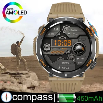 2023 prostem smartwatch za moške BT Klic 1.46 palčni kompas Srčnega utripa spanja tracker ure 123+ sport mode fitnes watch