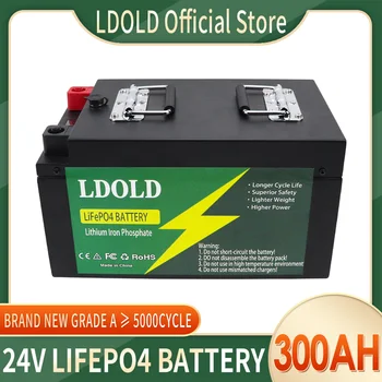 24V LiFePO4 Baterije 300Ah 200Ah 100AH Vgrajen BMS Litij-Železo Fosfat Celice Pack 5000+ Ciklov Za RV Avtodomi Golf Voziček Sončne