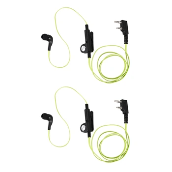 2X 2 Pin Rezanec Style Slušalke Slušalka K Priključite Slušalke Slušalke Za Baofeng Uv5r Bf-888S Uv5r Radio Zeleni Žice