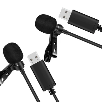 2X Univerzalni USB Mikrofon Lavalier Mikrofon Posnetek Na Računalnik Mikrofon Plug And Play Vsesmerni Mikrofon