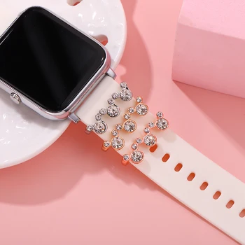 3pcs Watchband Dekorativni Čare Risanka Krog čarobne gumbe za Apple Zapestnica Silikonski Dodatki za Smartwatch Trak Tesnilo Čare