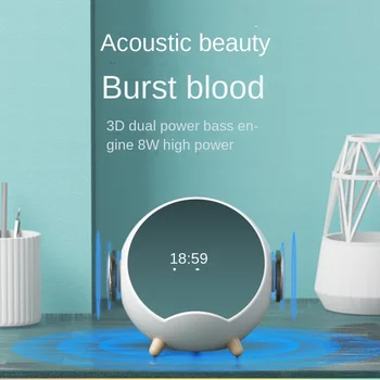 AI Inteligentni Bluetooth Zvočnik Brezžični Prenosni Polnjenje Ličila Ogledalo 4000 mah Budilka Mini Zvočnik s TF AUX