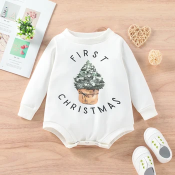 Baby Boy Dekleta Božič Obleko Romper Jumpsuit Sweatshirts Playsuit Božič Puloverju Bodysuits Jesen Zima Otrok Oblačila