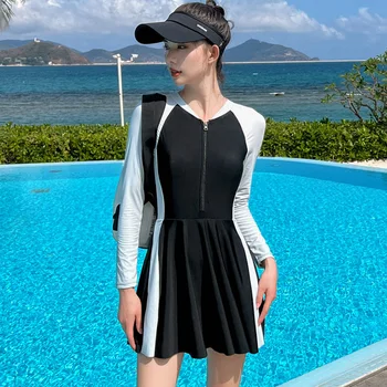 Bikini Žensk Konzervativno Poletje Obleko korejski Bikinis Plavanje Swiming bo Ustrezala Ženske Seksi Visoko Pasu Kopalke
