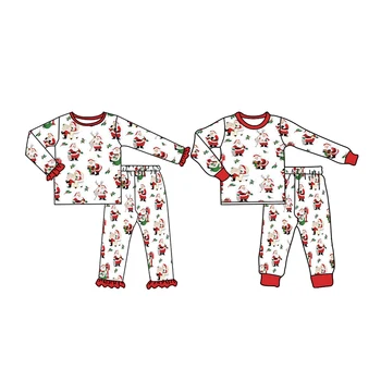 Boutique Božič pižamo oblačila Elk Božično drevo Santa Claus sleepwear dekleta obleke, fantje pižamo določa