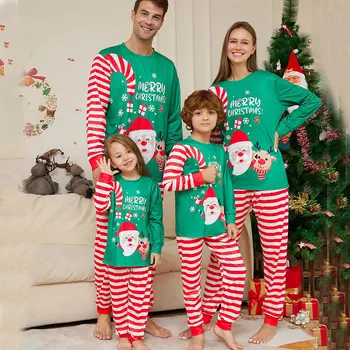 Božič Pižamo Družino Ujemanja Obleke Za Odrasle In Otroci Pižame Santa Vrhovi+Trak Hlače Božič Sleepwear Dojenček Fant Dekleta, Igralne Obleke