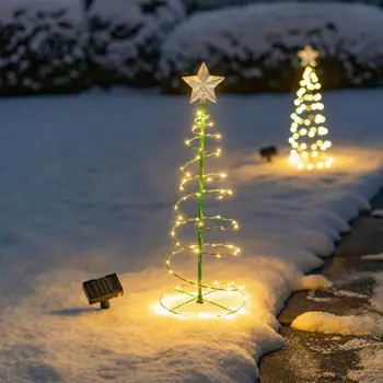 Božič Vrtne Luči Zvezd Na Prostem Sončne Svetlobe Led Xmas Tree Okraski Solar Powered Niz Luči Novo Leto Ornament
