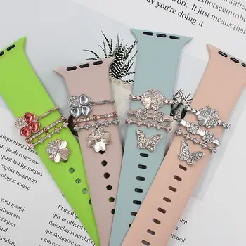 Dekor Dodatki, Nakit Diamantni Pas Okrasni Obroč Ornament Kovinski Charms Zapestnico Dekoracijo Za Apple Watch Band