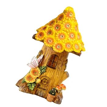 Drevesna Hiša Dekoracijo Sončnično Prostem Kipec Vrt Smolo Okras Doma Oprema Ornament Otrok Kmečko Mizo