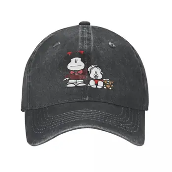 Kawaii Hermanos Mafalda Pribor Unisex Baseball Skp Srčkan Stripi Stiski Bombažne Kape Klobuk Retro Prostem Nastavljiv Oče Klobuk