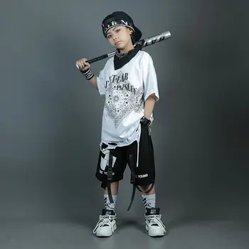Korejski Otrok Športna Majica s kratkimi rokavi Top Šport Jogger Hlače Hip Hop Oblačila Oblačila Dekleta Fantje Ples Kostum Dvorana Ulične 4-14Yrs