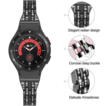 Kovinski Watch Trak Za Samsung Galaxy Watch 5 Pro 45mm/Watch 5 40 mm/44 Smartband Diamant iz Nerjavečega Jekla, Trak Watchband Correa