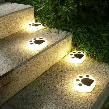 LED Sončni Vrt Lahka Nepremočljiva Prostem Vrt Dekoracijo Pes, Mačka Živali Šapa Tiskanja Luči Pot Travnik Lučka Niz Poti Svetlobe