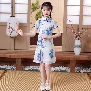 Luštna Dekleta Kitajsko Cheongsam Hanfu Novo Leto Oblačila Otroci Tangsuit Otrok Stranka Obleke Qipao Poročna Obleka, Kostum Darilo