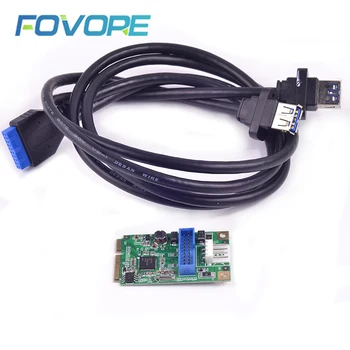 mini PCIe na USB adapter mini PCIe 2 vrata USB 3 3.0 Pretvornik krmilnik Širitev Kartico z 19 pin za USB3.0 Kabel