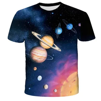 Nov Prostor Galaxy Planet Vesolje 3D tiskanih otroška T-shirt otroci Sky Star 3D tiskanih kul vrhovi fantje dekleta modni ulične
