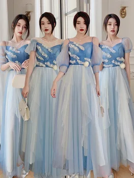 Nova dolgo 130 cm greydish blue lady dekle družico obleko uspešnosti ples maturantski obleki dnevno nosijo obleke brezplačna dostava