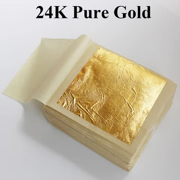 Novo 24K Gold Leaf Užitno Zlato Folijo Listi za Hrano Torto Dekoracijo Umetnosti Obrti Papir DIY Dom Resnično Zlata Folija Gilding