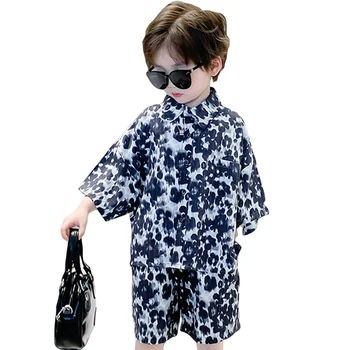 Otroci Poletnih Oblačil Tshirt + Kratka Fantje, Oblačila Leopard Vzorec Fantje Kompleti Oblačil Priložnostne Slog Otrok Oblačila