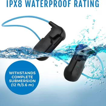 Plavanje Slušalke Bluetooth Podvodni Čepkov Kostne Prevodnosti Slušalke z MP3 Predvajalnik, Brezžični Odprto Uho Vode, ki so Dokaz Vaja
