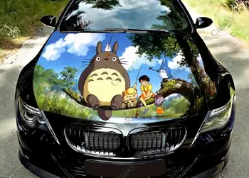 Po Meri Totoro Tiskanje Avto, Kapuco, Nalepke Vinyl Zaviti Vinil Film Pokrov Motorja Nalepke Nalepke Univerzalni Avto Kapuco Zaščitno Folijo