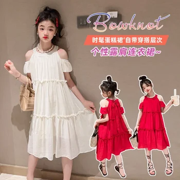 Poletne obleke za mlada dekleta, 4-16 let dekle elegantno Stranka Obleko 2023 Novih otroških oblačil Brezplačne dostave korejski stil oblačenja