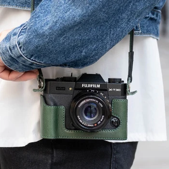 Shelv Kamera Video Vrečko Spodnji Polovici za Fujifilm X-T30 Usnja Kritje Znanja Pribor Kamera Ohišje Z Baterijo, Odpiranje