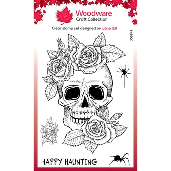 Skull & Roses 4 X 6 V Halloween Jasno Znamk DIY Scrapbooking Pregleden Žig Kar Obrti Dekoracijo Photo card (pomnilniška Kartica Pečatni