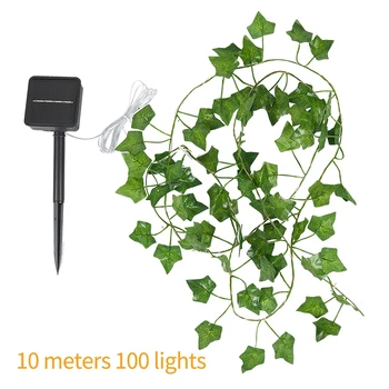 Sončne Trte Niz Luči na Prostem vodoodporna Ivy Luči LED Umetnega Ratana Zelenih Rastlin Dekoracijo Maple Leaf Garland Lučka