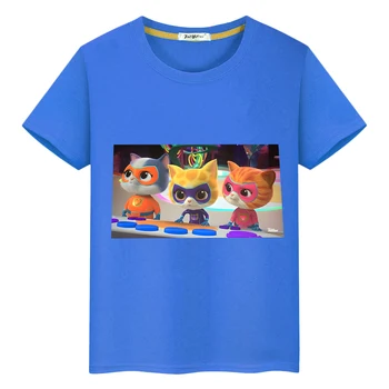 Super Kitties 100%Bombaž Anime T-shirt Kratek Tiskanja Vrhovi y2k enem kosu Poletje fant dekleta obleke, Casual Risanka Tees otroci oblačila