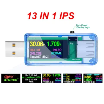 U96P 13 1 USB Tester Trenutne Napetosti Indikator Električni Ampermeter Moči Meter Polnjenje DC Digitalni Multimeter Voltmeter Wattmeter