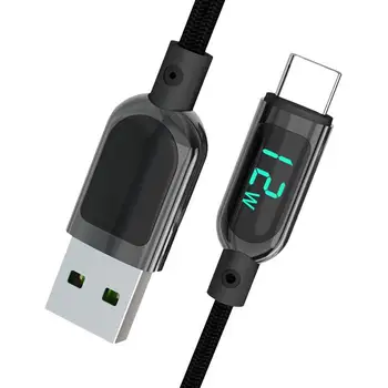 USB Kabel za Polnjenje, Tip C USB Tip-C Polnilec Digitalni Prikaz Polnjenja Žice Črna 5A Kabel Z 10Gbps Prenos Podatkov