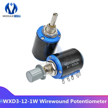 Wirewound Potenciometer Odpornost WXD3-12-1W 100R 200R 470R 1K 2.2 K 4.7 K 10K 22K 47K Ohm Multi Obrnite Rotary Gumb za Potenciometer