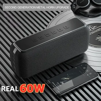 X8 60 W High Power Prenosni Bluetooth Zvočnikov Globoke nizke tone Stolpec TWS Stereo Subwoofer Soundbar Podpira TF Kartice AUX