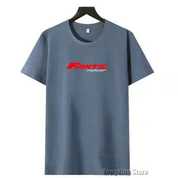 Za Fantic Motornih Novo Česanega Bombaža, Kratek Rokav T-shirt za Moške Krog Vratu Natisnjeni Logotip T-shirt