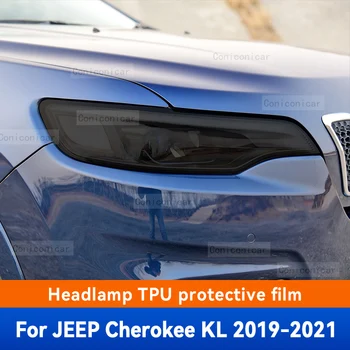 Za JEEP Cherokee KL 2019-2021 Avtomobilski Žarometi Black TPU Zaščitni Pokrov, Film Spredaj Svetlobo Odtenek Spremembo Barve Nalepke, Dodatki