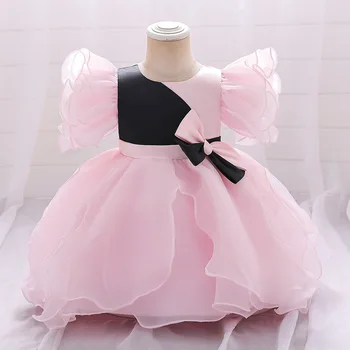 Zabuhle Roza Čipke Baby Girl Oblačenja Malčka Prvi Rojstni dan Princesa Obleke Za Dekle Dojenčka Poročni Obleki Vestido 0 Do 12-24M