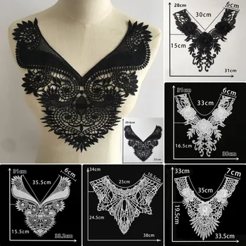 Črna in bela izdolbel poliester vezenje šivanje čipke DIY dekorativni oblačila na Debelo prodaja 1-10 kosov pribor